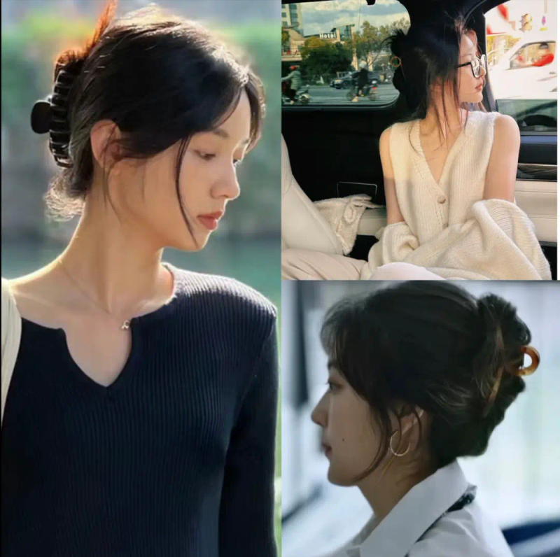 扎半丸子头的步骤图片