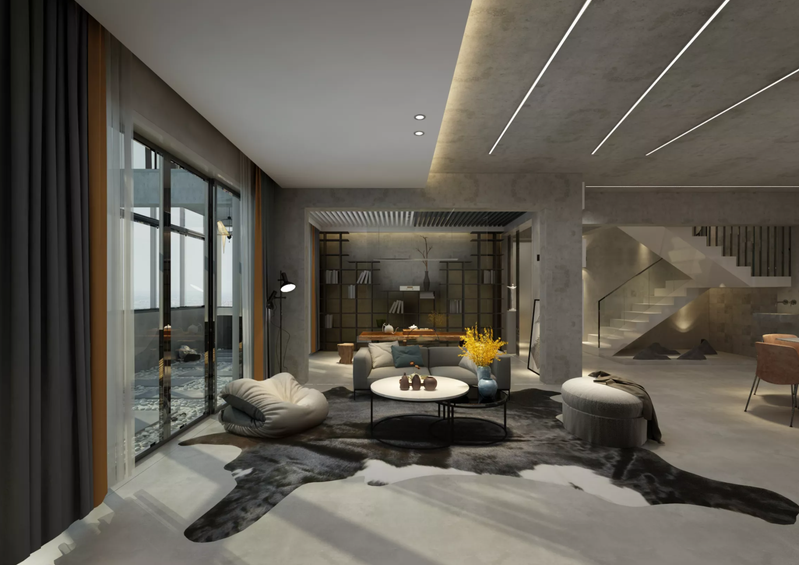 Retro-industrial-style renovation features