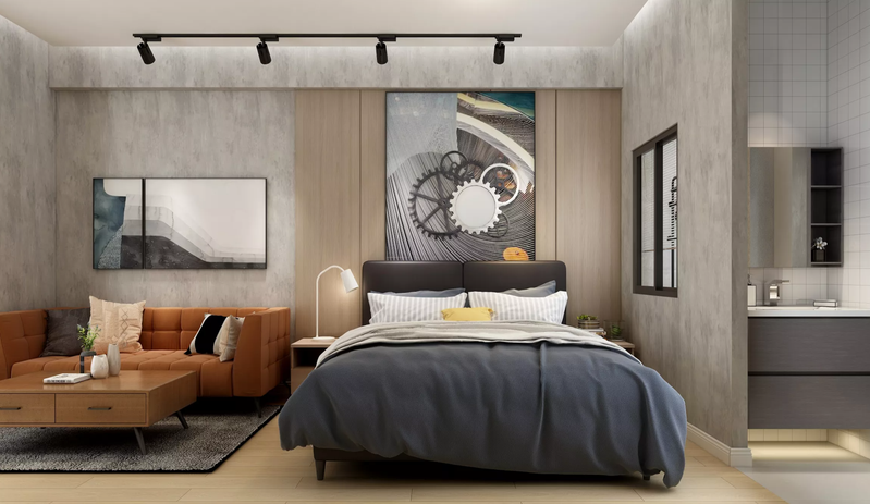 Retro-industrial-style renovation features