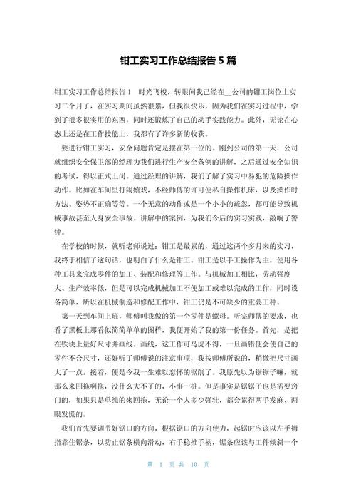 维修钳工技术总结报告