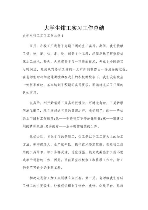 维修钳工技术总结报告