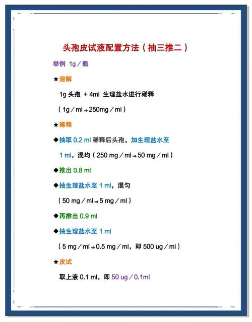 1.0头孢皮试的配制方法