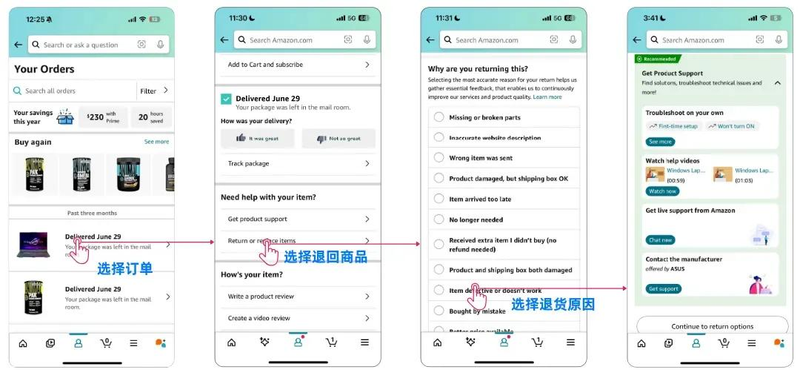 亚马逊网购换货流程图