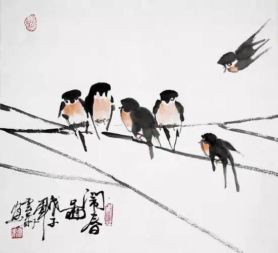 国画麻雀的画法步骤