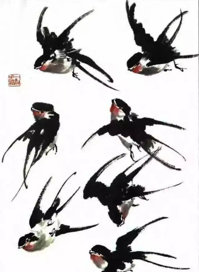 国画麻雀的画法步骤