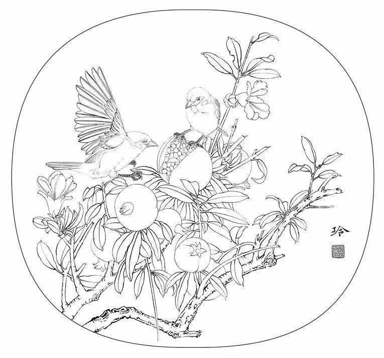 State painting of sparrows