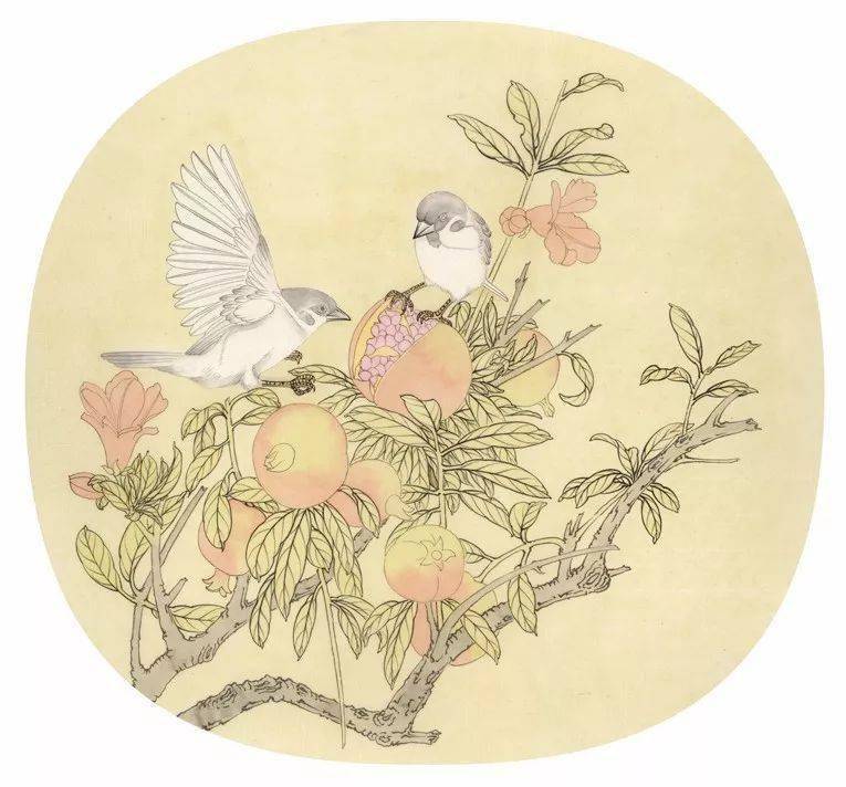 State painting of sparrows