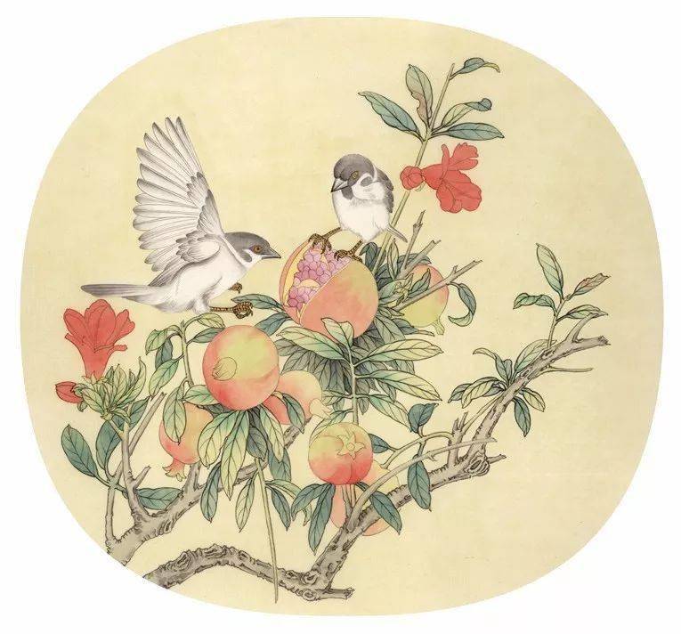 State painting of sparrows