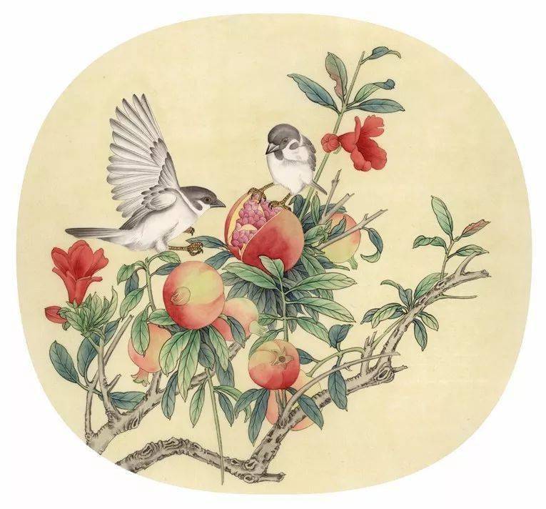 State painting of sparrows
