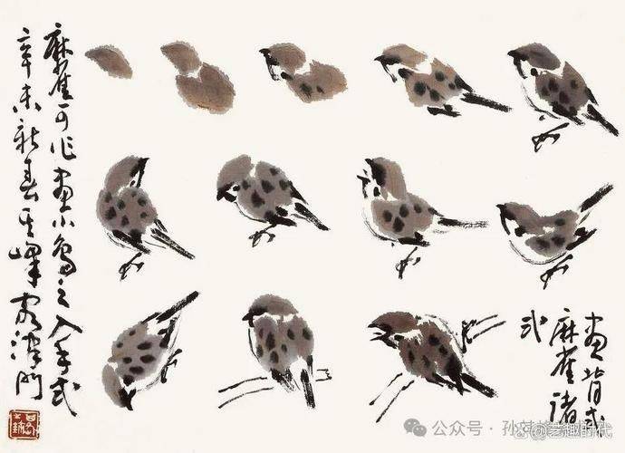 国画麻雀的画法步骤