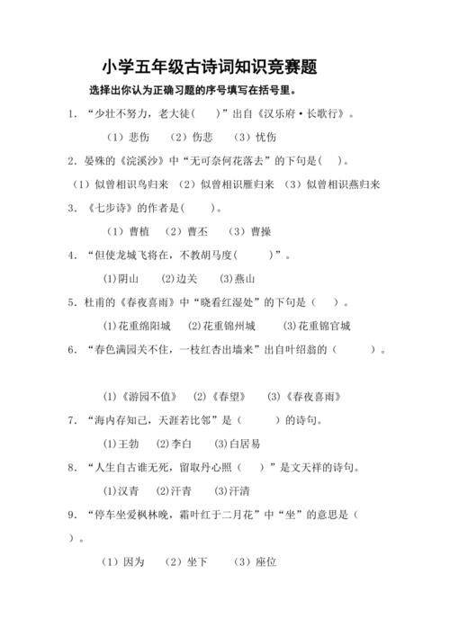 Test of a language skills competition for the fifth grade of primary school