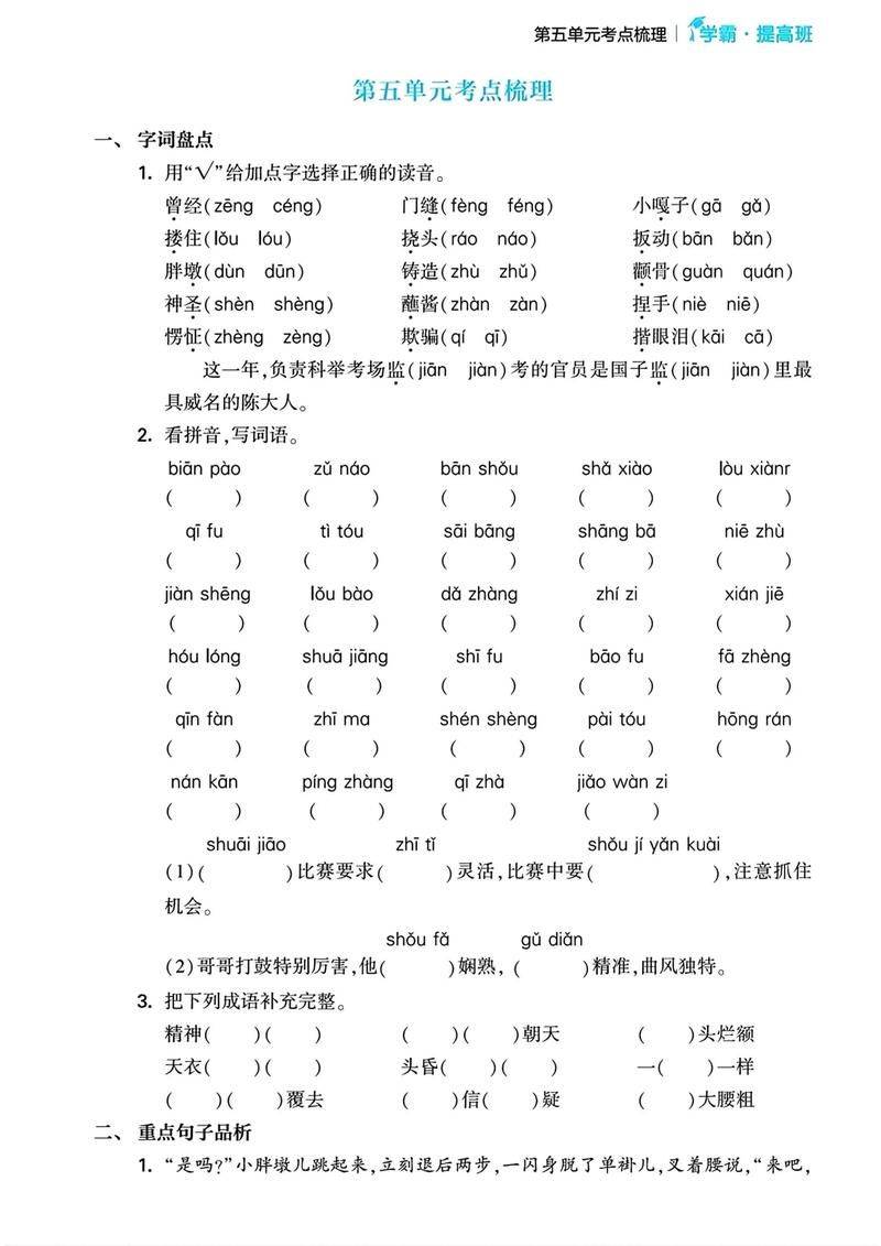 Test of a language skills competition for the fifth grade of primary school