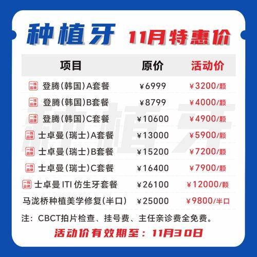 北京种植5颗牙多少钱