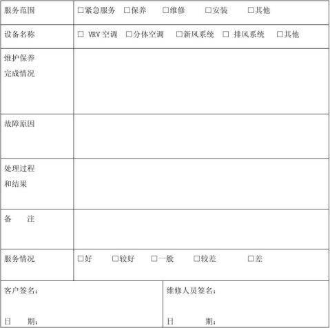 空调设备维修保养计划