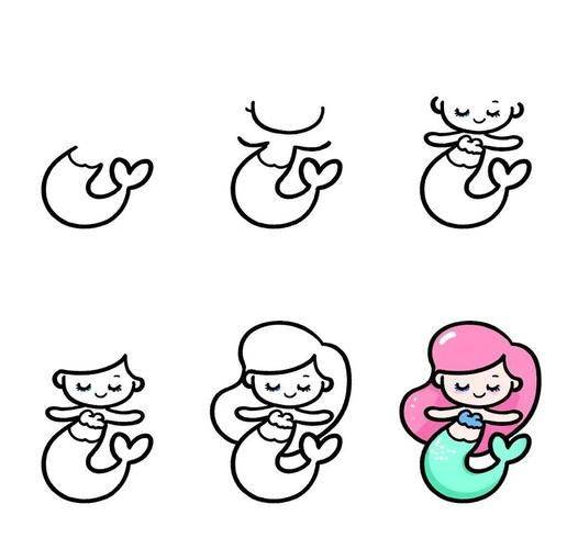 美人鱼简笔画步骤