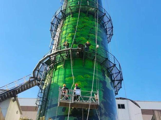 Steel structure reinforced chimney inspection maintenance unit