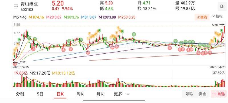 股票青山纸业行情