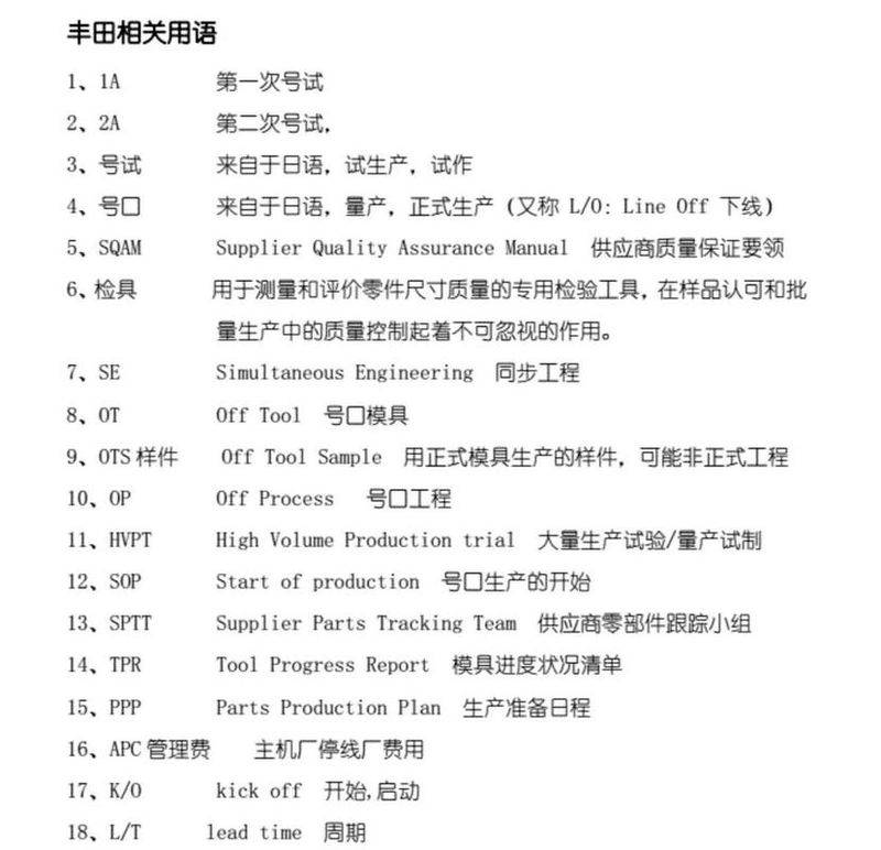 汽车销售术语