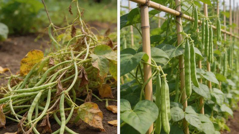 Picture of the method of growing the bean horns