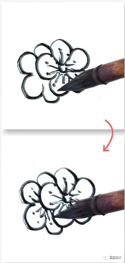 国画画梅花的步骤