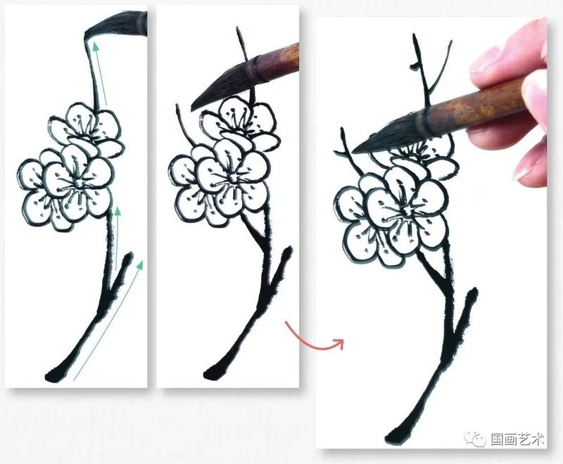 国画画梅花的步骤