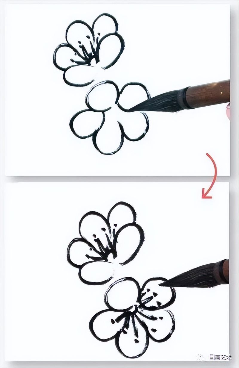 国画画梅花的步骤