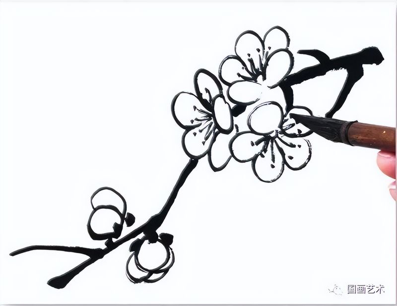 国画画梅花的步骤