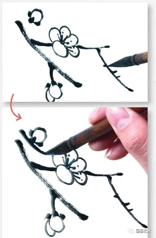 国画画梅花的步骤