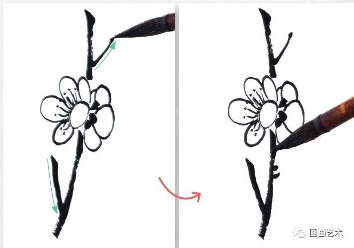 国画画梅花的步骤