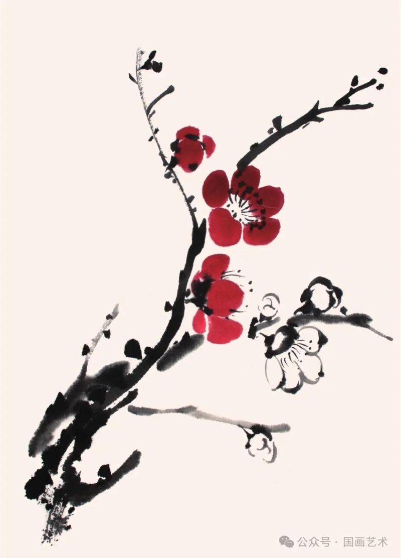 国画画梅花的步骤