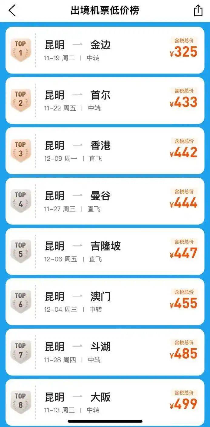 昆明到陕西的飞机票多少钱