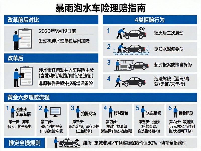 暴雨涉水理赔24小时内到账？但4类行为一分不赔