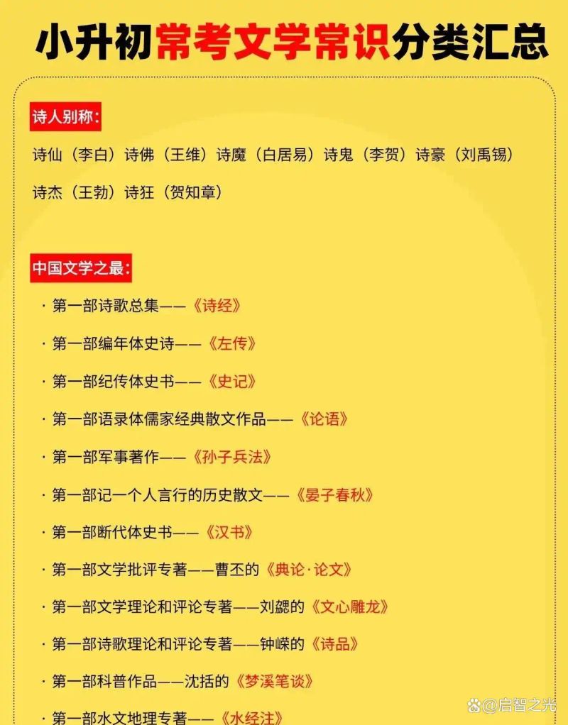小升初语文常识题