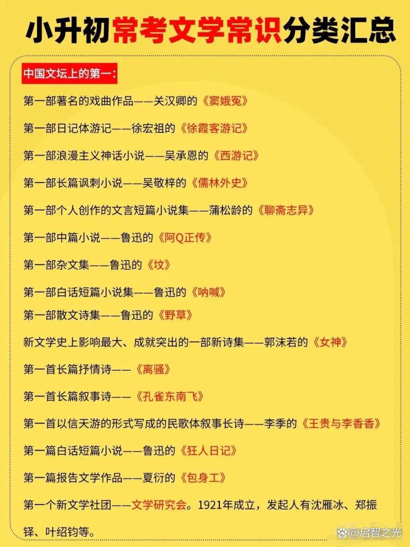 小升初语文常识题