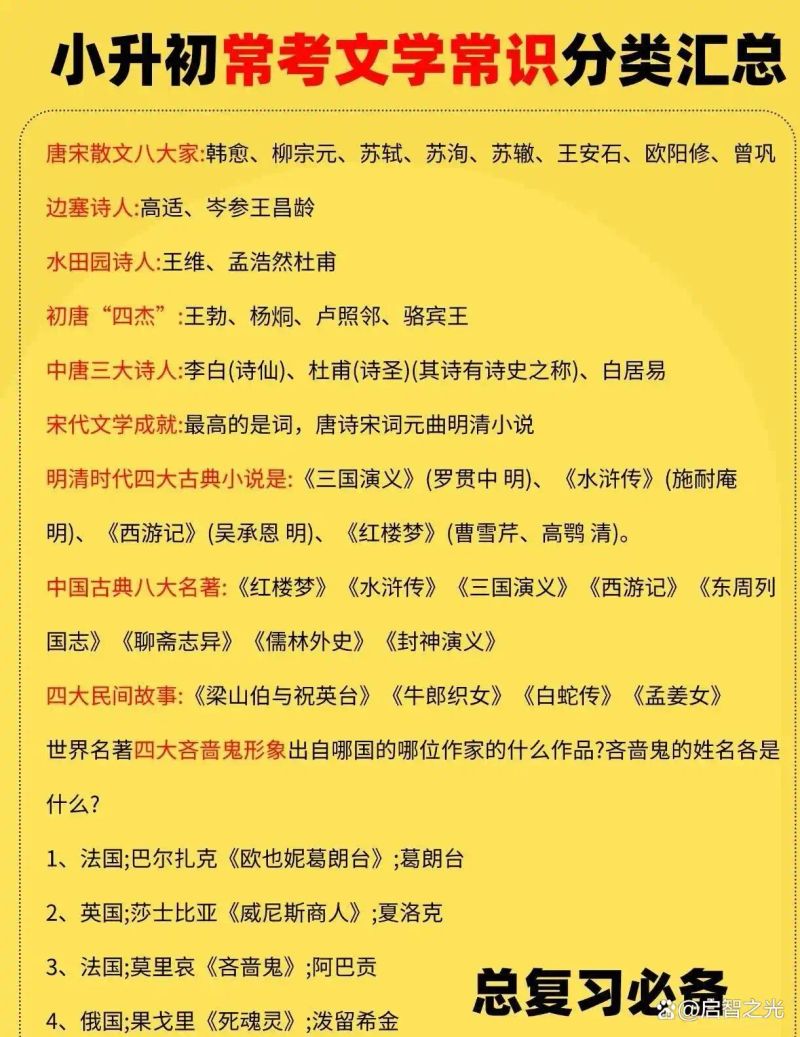 小升初语文常识题
