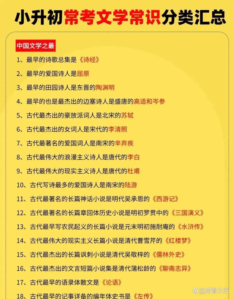 小升初语文常识题