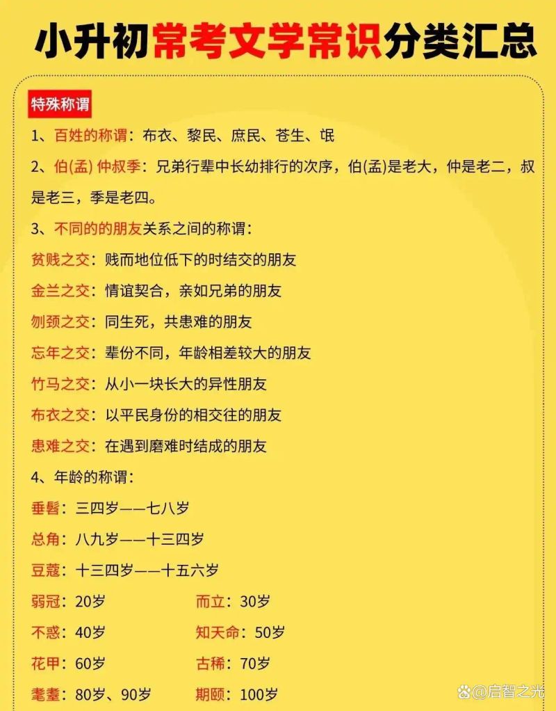 小升初语文常识题