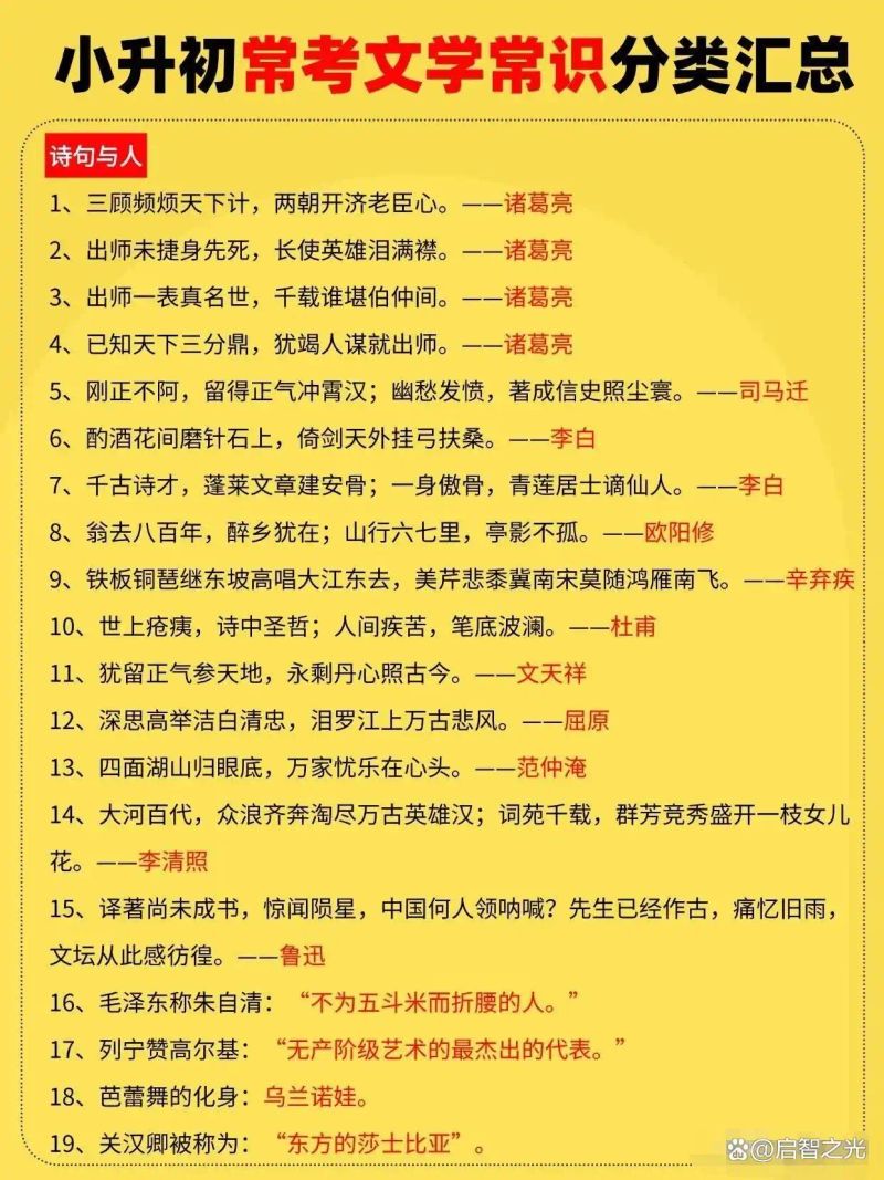 小升初语文常识题