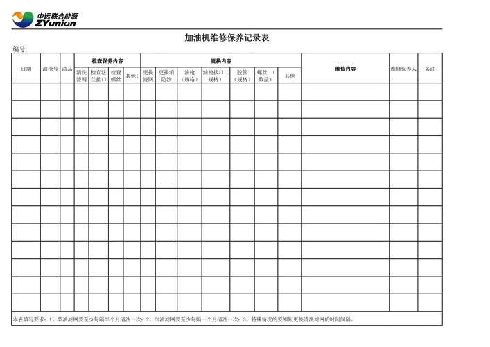 设备维修保养表