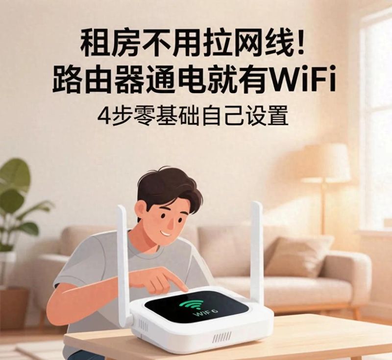 租房不用拉网线!路由器通电就有WiFi,4步零基础自己设置