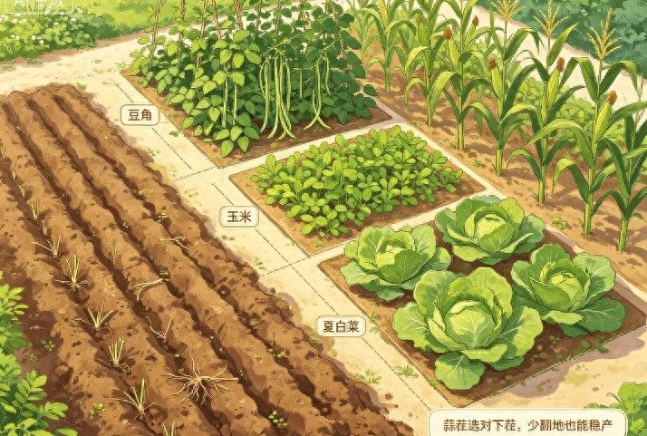 大蒜收完不用翻地！种对这3样作物，少生病还能多增产